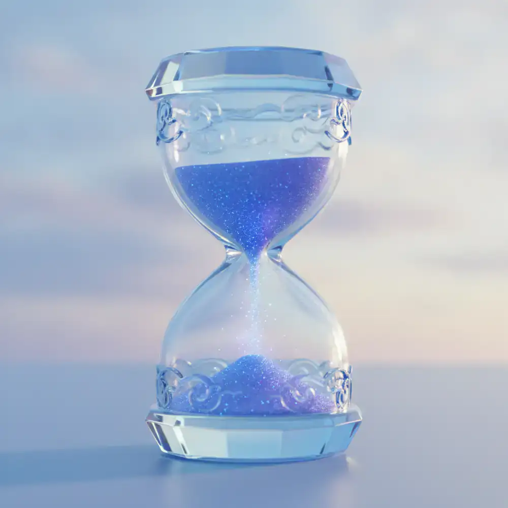 Icono de reloj de arena celeste